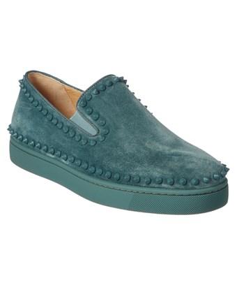 Christian Louboutin Pik Boat Suede Slip On Sneaker In Green | ModeSens