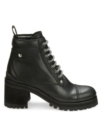 Shop Miu Miu Nevermind Leather Combat Boots In Black