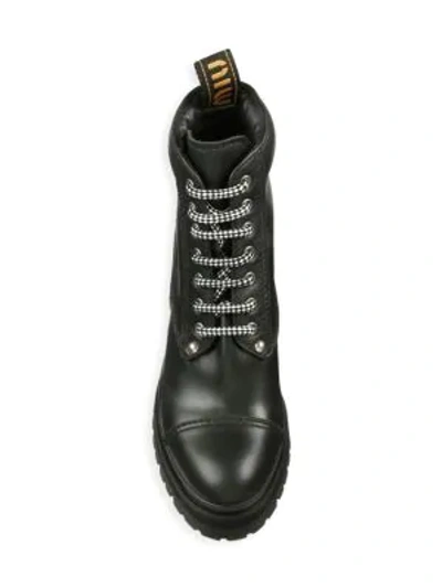 Shop Miu Miu Nevermind Leather Combat Boots In Black