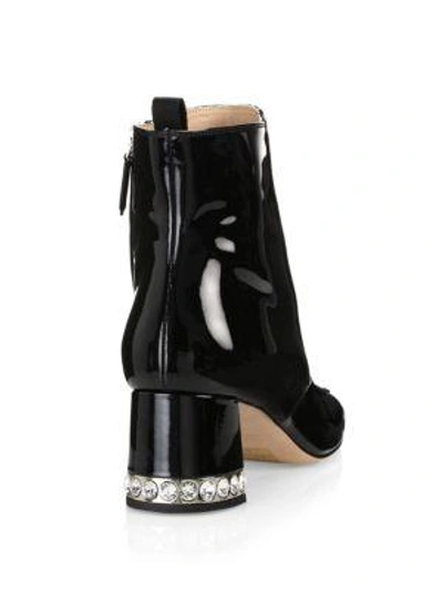 Shop Miu Miu Crystal Heel Leather Booties In Black