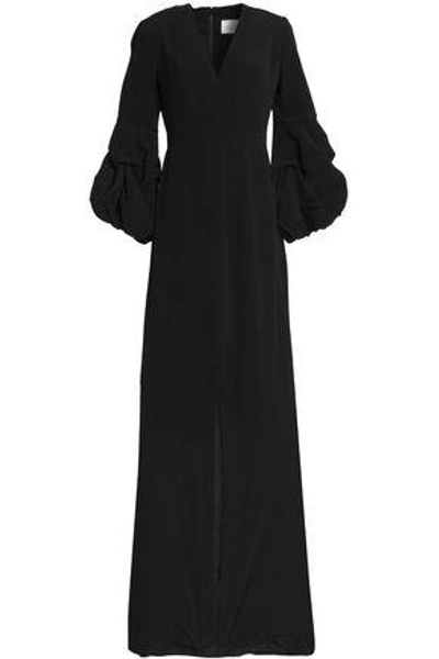 Shop Alexis Nova Wrap-effect Crepe Maxi Dress In Black