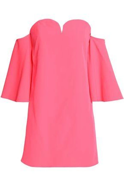 Shop Milly Woman Lola Off-the-shoulder Cady Mini Dress Bright Pink