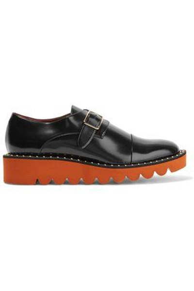 Shop Stella Mccartney Woman Buckled Patent-leather Brogues Black