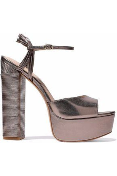 Shop Rachel Zoe Woman Willow Metallic Leather Platform Sandals Rose Gold