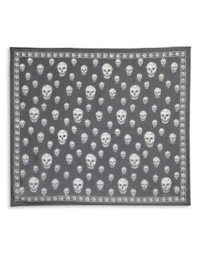 Shop Alexander Mcqueen Silk Skull Scarf In Black-white