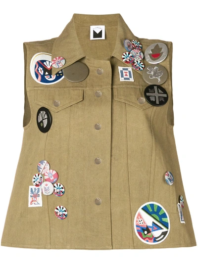 Shop Sadie Williams Sleeveless Denim Jacket With Badges