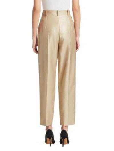 Shop Emporio Armani High-rise Cropped Pants With Pleats In Gold