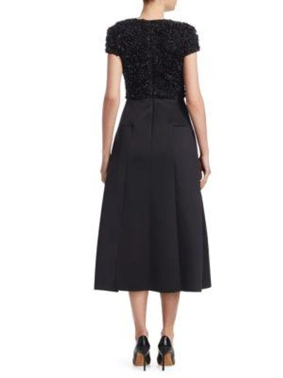 Shop Emporio Armani Floral Applique A-line Dress In Black
