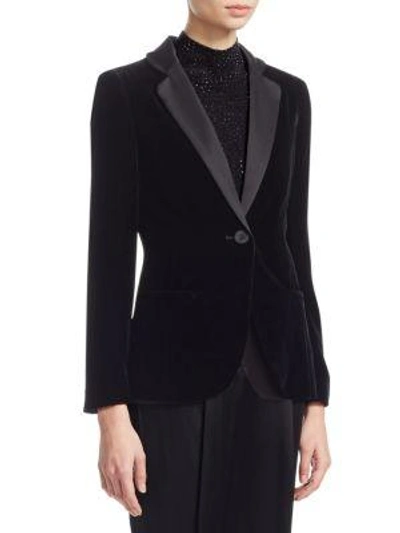 Shop Emporio Armani Velvet Tuxedo Jacket In Black