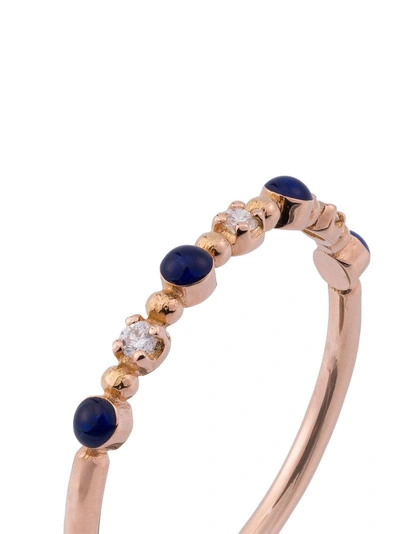 Shop Gigi Clozeau Rose Gold Beaded Diamond Ring In Blue