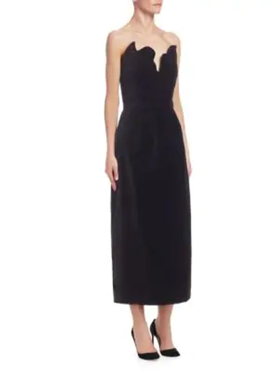 Shop Rosie Assoulin Strapless Bustier Midi Dress In Black