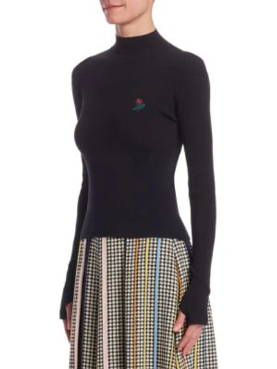 Shop Rosie Assoulin Ribbed Mockneck Knit In Black