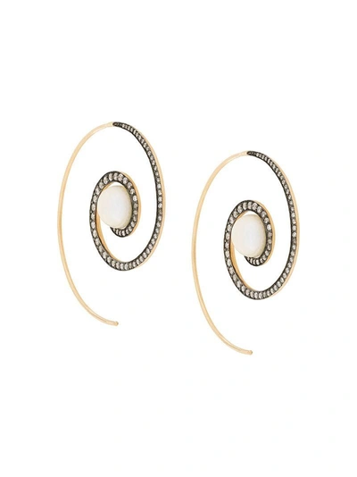 Shop Noor Fares Spiral Moon Earrings In Metallic