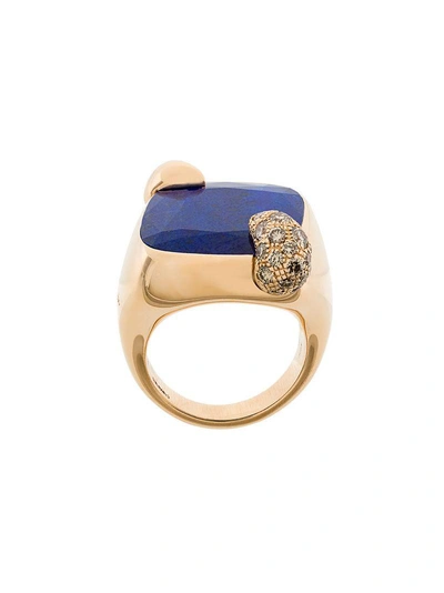 Shop Pomellato 18kt Rose Gold Ritratto Lapis Lazuli And Diamond Ring - Blue