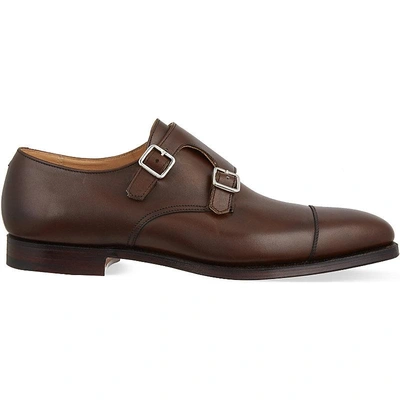 Shop Crockett & Jones Lowndes Leather Double Monk Shoes In Brown