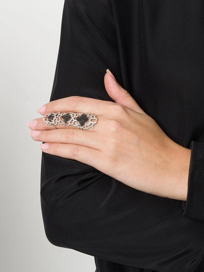 Shop Elise Dray Embellished Cuff Ring In Metallic