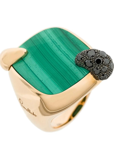 Shop Pomellato 18kt Rose Gold Ritratto Malachite And Black Diamond Ring - Green