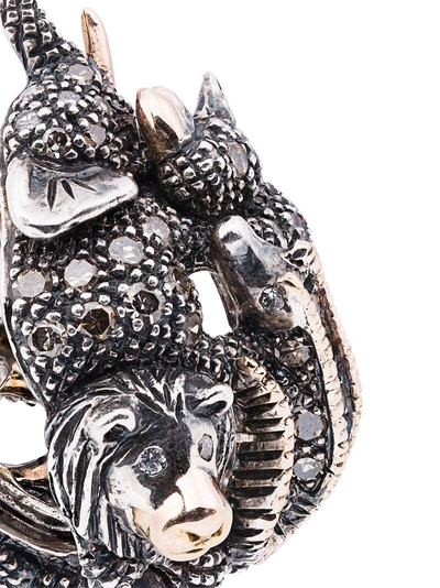 Shop Bibi Van Der Velden 18k Rose Gold, Silver And Diamond Animal Stud Earrings - Metallic