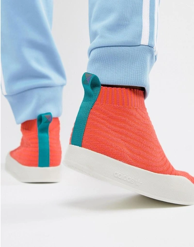 Shop Adidas Originals Adilette Primeknit Sock Summer Sneakers In Orange Cm8227