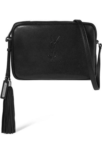 Shop Saint Laurent Monogramme Lou Medium Textured-leather Shoulder Bag In Black