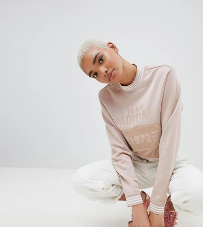 Shop Adidas Originals Fashion League Cropped Sweatshirt With Three Stripe Trim - Pink