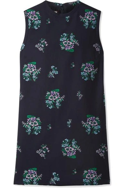 Shop Gucci Cotton And Wool-blend Jacquard Top In Navy
