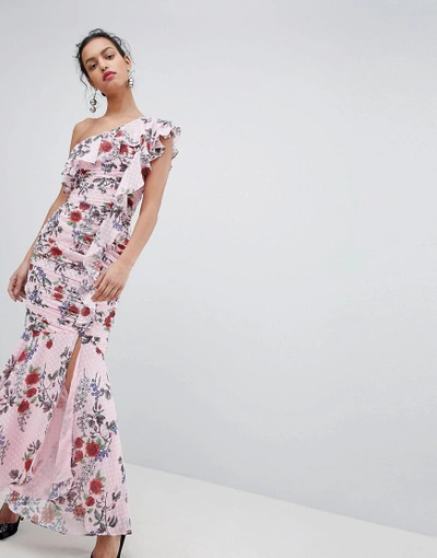 Shop Keepsake One Shoulder Floral Maxi Dress-pink
