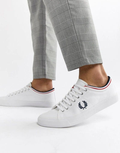 Fred Perry Kendrick Canvas Tipped Cuff Sneakers In White - White | ModeSens