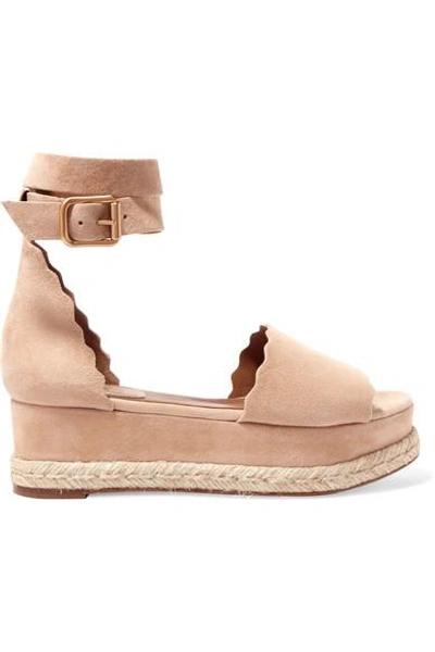 Shop Chloé Lauren Suede Espadrille Platform Sandals