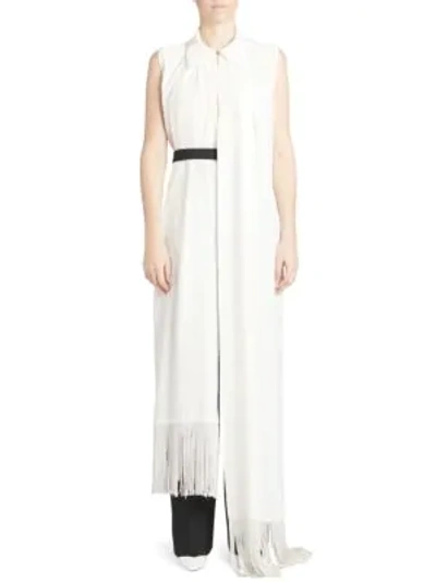 Shop Givenchy Long Sleeveless Fringe Shirt In Off White