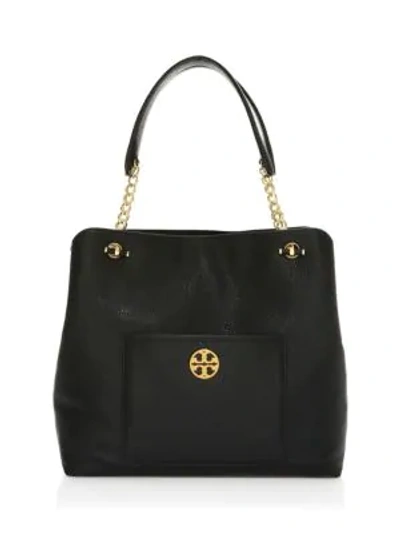 Shop Tory Burch Chelsea Slouch Leather Tote In Black