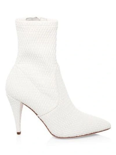 Shop Alice And Olivia Hedde Woven Ankle Boots In White