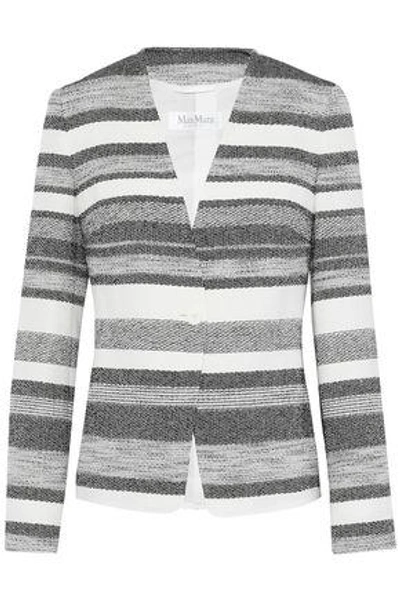 Shop Max Mara Woman Tommy Striped Woven Blazer Gray