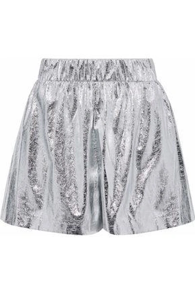 Shop M Missoni Woman Cracked-lamé Shorts Silver