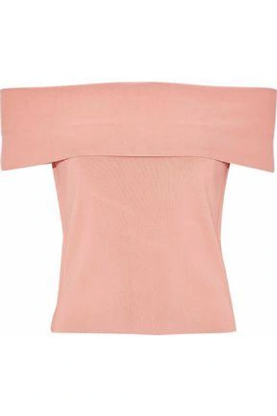 Shop Alexander Wang T Woman Off-the-shoulder Layered Stretch-knit Top Peach