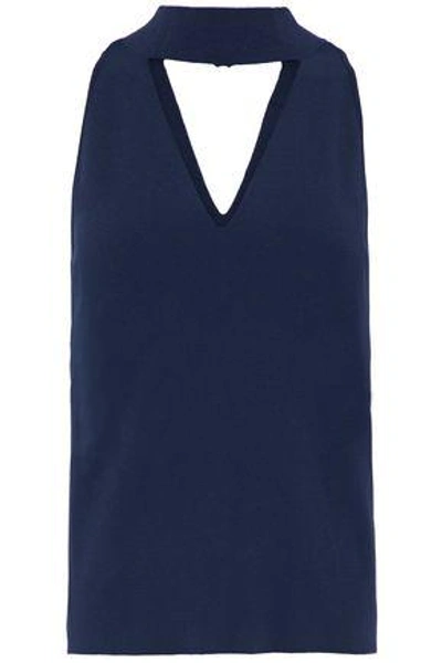 Shop Milly Woman Cutout Stretch-knit Top Navy