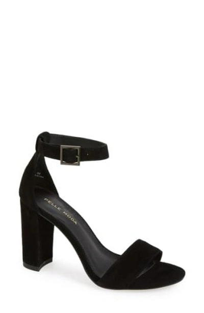 Shop Pelle Moda 'bonnie' Ankle Strap Sandal In Black Suede
