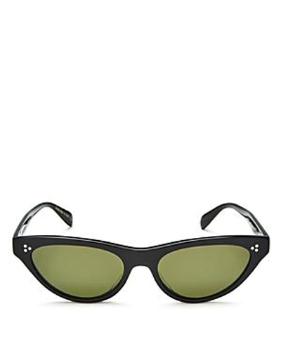 Shop Oliver Peoples Zasia Cat Eye Sunglasses, 53mm In Black/olive
