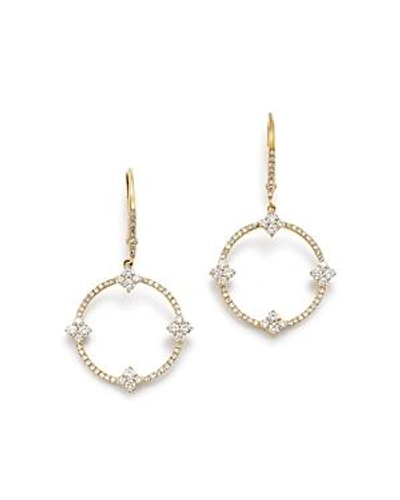 Shop Kc Designs 14k Yellow Gold Open Circle Diamond Drop Earrings In White/gold