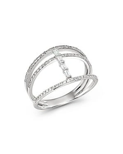 Shop Kc Designs 14k White Gold Mosaic Three-row Diamond Ring