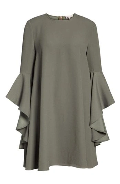 Ted Baker Ashley Waterfall Sleeve A-line Dress In Dark Green | ModeSens