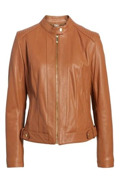 Shop Cole Haan Leather Moto Jacket