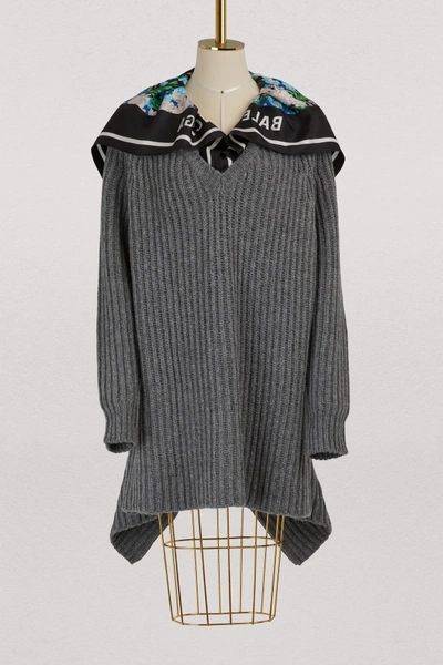 Shop Balenciaga Cut Knit In Grey