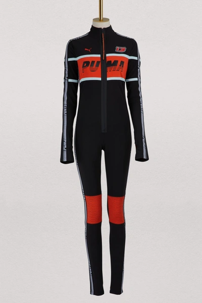 Fenty X Logo Printed Nylon Racing Jumpsuit In Black ModeSens