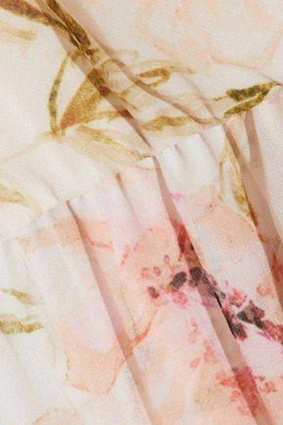 Shop Haute Hippie Woman Wrap-effect Floral-print Crepe De Chine Dress Off-white