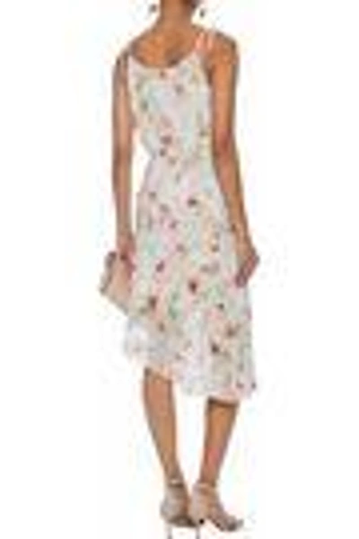 Shop Haute Hippie Woman Wrap-effect Floral-print Crepe De Chine Dress Off-white