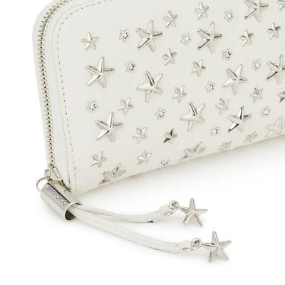 Shop Jimmy Choo Filipa Chalk Leather Wallet With Crystal Stars