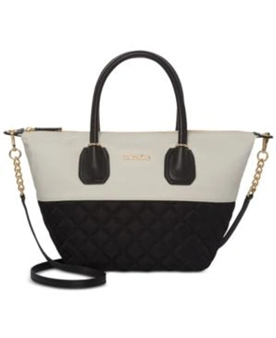 Shop Calvin Klein Florence Nylon Satchel In White/black/gold