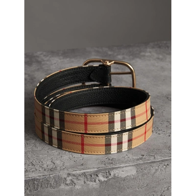 Shop Burberry Vintage Check And Leather Double-strap Belt In Black
