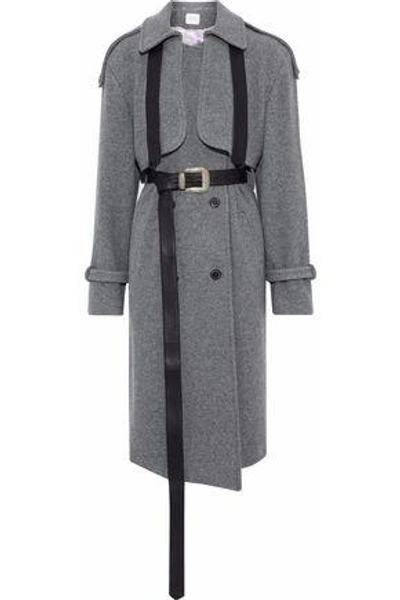 Shop Magda Butrym Woman Westminster Leather-trimmed Wool And Cashmere-blend Felt Coat Gray